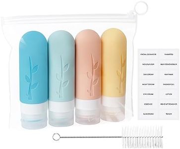 Romon Flacons de Voyage, 4 PièCes 90 ml Bouteille De Voyage Silicone, avec éTiquette et Brosse De Nettoyage, Liquide Bouteille Contenant Rechargeables pour CosméTiques Shampooings Lotion Crème