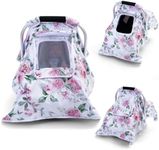 Baby Car Seat Cover, Infant Car Seat Cover with 2 Layer Windows, Breathable Baby Carrier Sun Shade Cover, Windproof Car Seat Canopy Weather Shield for Newborn