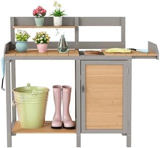 Wooden Potting Bench Table with Sink,Outdoor Garden Table Work Bench with Storage, Workstation for Outside Patio Lawn