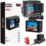 SJCAM Upgraded SJ4000 Action Camera 4K Ultra HD Dual Screen Underwater Camera 98FT Waterproof, 170° Wide Angle, Stabilization, WiFi Camera with Extra Battery, SD Card, Helmet Accessory Kit