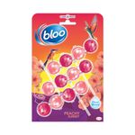 Bloo Limited Edition Peach Power Active Clear Water Toilet Cleaner Rim Block with Anti-Limescale, Cleaning Foam, Dirt Protection and Extra Freshness, 3 x Toilet Blocks