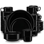 LOVECASA Porcelain Dinner Set 32-Piece Combination Service, Dinnerware Set for 8 People | Dinner Plates, Cups, Dessert Plates and Bowls, Black