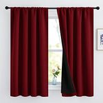 NICETOWN 100% Blackout Curtain Panels, Thermal Insulated Black Liner Curtains for Kitchen, Noise Reducing & Heat Blocking Drapes for Windows (Set of 2, Burgundy Red, 52 inches Wide by 63 inches Long)