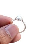 Natural Freshwater Pearl 6 MM Round Gemstone 925 Solid Sterling Silver Band Handmade Minimalist Ring for Women Teens Girls Birthstone Jewelry