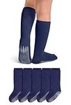 LA Active Knee High Grip Socks - 5 Pairs - Baby Toddler Non Slip/Skid Cotton (Navy Blue, 4-6 Years)