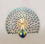 Cartvilla Home Decoration European Peacock Wall Clock Crystal Luxury Living Room Creative Personality Art, Metal, Blue, Birds