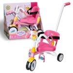 BABY Born Zapf Creation 834299 Accessories for 43 cm Dolls, Tricycle with Pole, Horn, Loops and Seat Belt in Pink and White, Black