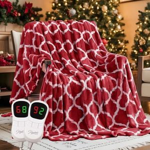 Homemate Heated Blanket Electric King Size - 100“x90“ Heating Blanket with 10 Fast Heat Levels 8 Hours Auto Off Ultra Soft Cozy Flannel Over-Heated Protection ETL Certification Keep Warming in Home