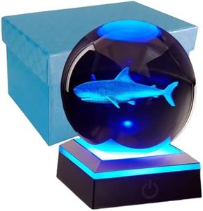 Conalisk 3D Shark Crystal Ball Night Light, Upgraded 3.15 Inch Glass Ball Lamps with LED Base, Shark Lamp Decor, Birthday Holiday Xmas Gifts for Boys Girls Friends (Shark)