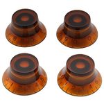 Musiclily Basic Metric Top Hat Bell Knobs Tone Volume Control Knobs for Epiphone Les Paul SG Import Electric Guitar, Amber (Set of 4)