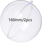 KENAST Clear Plastic Fillable Ornaments Ball, DIY Ornaments for Christmas, Wedding, Party, Home Decor (160mm Diameter/ 2pcs)