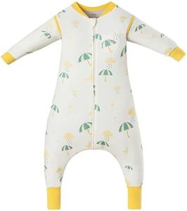 AnZai Merino Wool & Organic Cotton Toddler Sleep Sack with Feet – Removable Sleeves, Wearable Blanket with Legs (Oatmeal Cloudy Nap, 3-4 T)