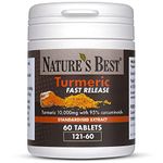 Turmeric Tablets Fast Release 10,000mg (200mg Extract) 95% Curcuminoids | High Strength Turmeric Curcumin | 60 Tablets | Fast Absorption Formula | UK Made | Purest Grade, standardised Extract (60)