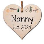 Handmade Christmas Hanging Wooden Heart Plaque Decoration Gift perfect for new nannys grandparents newborns 2024