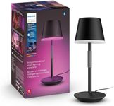 Philips Hue Go Smart Portable Table Lamp, Black - White and Color Ambiance LED Color-Changing Light - 1 Pack - Indoor and Outdoor Use - Control with Hue App or Voice Assistant.