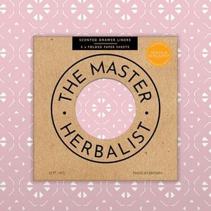 The Master Herbalist Fragante NEROLI & BERGAMOT Perfumado Cajón Liners en HELEBORE ROSA Estampado Geométrico | (FOLDED)