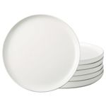 AmorArc Ceramic Dinner Plates Set of 6, Wavy Rim 10.5 Inch Stoneware Dish Set, Large Dinnerware Plates for Kitchen-Microwave&Dishwasher Safe, Scratch Resistant-Reactive Glaze Matte White