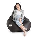 SATTVA Faux Leather 3.8ft Pancho Bean Bag for Adults - Big Bean Bag Covers Only (No Filling), Love Sack Bean Bag Oversized, Ultra Soft Zipper, for Dorm & Family Room (Brown)