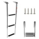 Amarine Made 3 Step Ladder Stainless Steel Telescoping Marine Boat Ladder Swim Step Ladder