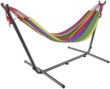 Amaca Da Giardino Con Supporto In Acciaio Portata 200 Kg Altezza Regolabile Telo Cotone Resistente Amaca Brasiliana Esterno Terrazzo Piscina Balcone Con Borsa 265 x 110 x 100 Cm Multicolore (Rosso)