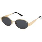 ELEGANTE Retro Round Oval Sunglasses for Women & Men Trendy Metal Sun Glasses Classic Shades UV400 Protection (C2 - GOLD - BLACK)