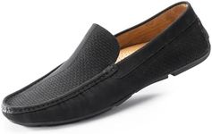 Cusolemore Men's Loafers Casual Slip On Driving Shoes, Full Rubber Outsole, Moccasin Toe, Soft Summer Shoes [Runs Small, Buy Half a Size up] Black 9
