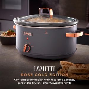 Tower Cavaletto 6.5L Slow Cooker – Grey, Large Capacity