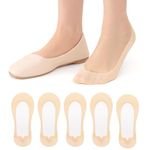 MANZI Invisible No Show Socks Women Ultra Low Cut Footsies Liner Socks 5 Pack Nude,M(UK 5-7)