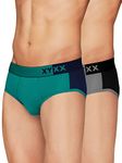 XYXX Men's Underwear Dualist IntelliSoft Antimicrobial Micro Modal Brief Pack of 2 (Steel Grey & Black;Navigate & Black Iris; L)