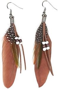 Kisspat - Pendientes hechos a mano con plumas de ganso naturales