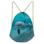 Upetstory Animals Patterned Drawstring Gym Bag for Teens Kids, Cinch Backpack for School Gifts, Dolphin, One_Size, Classic