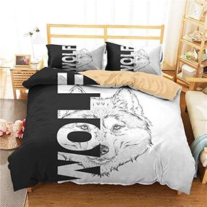 HNHDDZ Infantil Funda nórdica Lobo 3D Animal Negro Blanco Gris Rojo Azul Galaxia Planeta Hielo Fuego Lobo Ropa de Cama Niños Chico Funda de edredón (Estilo 5, 200x200 cm - Cama 135 cm)