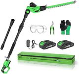 SOYUS Pole Hedge Trimmer Cordless, 18-inch Electric Hedge Trimmer with Extension Pole, 16-Foot Max Reach, Multi-Angle, 2 * 2.0Ah Batteries and Charger Included