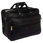 Da leather villa Leather Laptop Bags For Men Office Use With Expandable Size Color (Black)