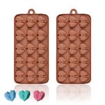 2 Pack Diamond Heart Baking Molds, Non-Stick Small 15-Cavity Heart Shaped Silicone Molds for Chocolate, Candy, Mini Cakes, Soap, Ice Cubes, 3D Love Chocolate Molds for Valentine's Day, Wedding