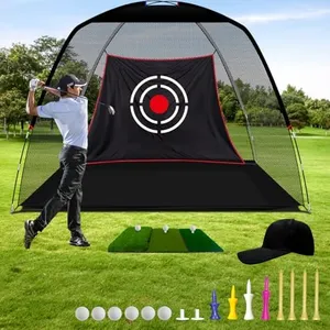 Golf Hitting Practice Nets for Backyard Driving Heavy Duty Men Real Indoor Golf Balls Hitting Pitching Driving Nets for Indoor Outdoor Garage Use Golfing Swing Training Impact Cages with Frame and Net
