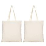 MG CHOICE Cotton Canvas Tote Bag with Zipper, Reusable 100% Eco-Friendly- Natural (Pack Of 2)