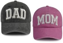 Tbstlumd 2 PCS Dad and Mom Hats for Men Women, Funny Adjustable Embroidered Cotton 2024 Parents Baseball Cap, Dad Black and Mom Pink, One Size