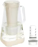 GLACIER FRESH Glass Water Pitcher for Tap and Drinking with Membrane and Upgraded Activated Filter, Reduces Chlorine and Lead Taste, Upgraded Materials, Improved the flow rate 1.6 times, 10 Cup, White