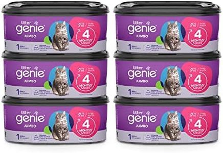 Litter Genie Jumbo Refill Bags (6-Pack) | Multi-Layers of Odor-Barrier Technology | 1 Square Refill Cartridge Lasts Up to 4 Months Per Cat