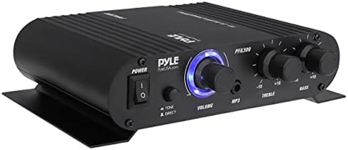 Pyle Power Home HiFi Stereo Amplifier - 90 Watt Portable Dual Channel Surround Sound Audio Receiver w/ 12V Adapter - For Subwoofer Speaker, MP3, iPad, iPhone, Car, Marine Boat, PA System - PFA300