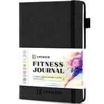 EPEWIZD Workout Planner Hardcover Fitness Journal 6- Month Undated Workout Log Book Home Gym Accessories for Women and Man Black