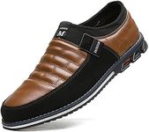 Asifn Men's Casual Shoes Leather Driving Loafers Fashion Slip-On Classic Oxford Dress Shoes Business Moccasin Comfort Walking Office Outdoor 11.5 Brown,11.22" Heel to Toe