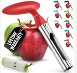 Zulay Premium Apple Corer - Easy to Use Durable Apple Corer Remover for Pears, Bell Peppers, Fuji, Honeycrisp, Gala and Pink Lady Apples - Stainless Steel Cupcake Corer - Red