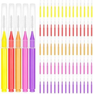 EasyHonor Braces Brush for Cleaner Interdental Brush Toothpick Dental Tooth Flossing Head Oral Dental Hygiene Flosser Toothpick Cleaners Tooth Cleaning Tool (5 Warm Colors,75pcs)