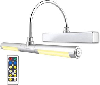 BIGLIGHT Picture Light with Remote Control,Wireless Battery Operated LED Wall Lights,13 Inches Rotatable Light Head with 3 Lighting Modes, Dimmable Display Picture Lights for Dartboard Pictures-Silver