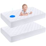 Yoofoss 2 Pack Waterproof Crib Mattress Protector, Quilted Fitted Crib Mattress Pad, Ultra Soft Breathable Toddler Mattress Protector Baby Crib Mattress Cover Breathable and Hypoallergenic(52''x28'')