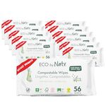 Eco by Naty Aloe Vera Baby Wipes, 672 count, Plant based Compostable Wipes, 0% plastic. No nasty chemicals, (Pack of 12)