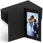 150 Pack Photo Folders Cardboard Picture Frame Photo Frame Note Cards Cardboard Photo Folders Paper Greeting Cards Photo Inserts for Portraits Christmas Wedding Graduation (Black, 4 x 6 Inch)