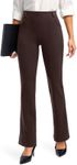 Rammus Womens Dress Pants with Pockets Stretchy Business Casual Work Pants Bootcut Slacks for Office Brown